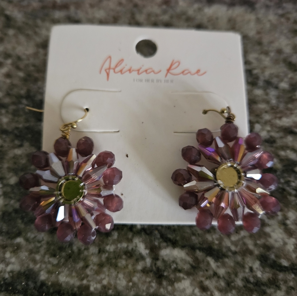 Floral Pink and Purple Stud Earrings